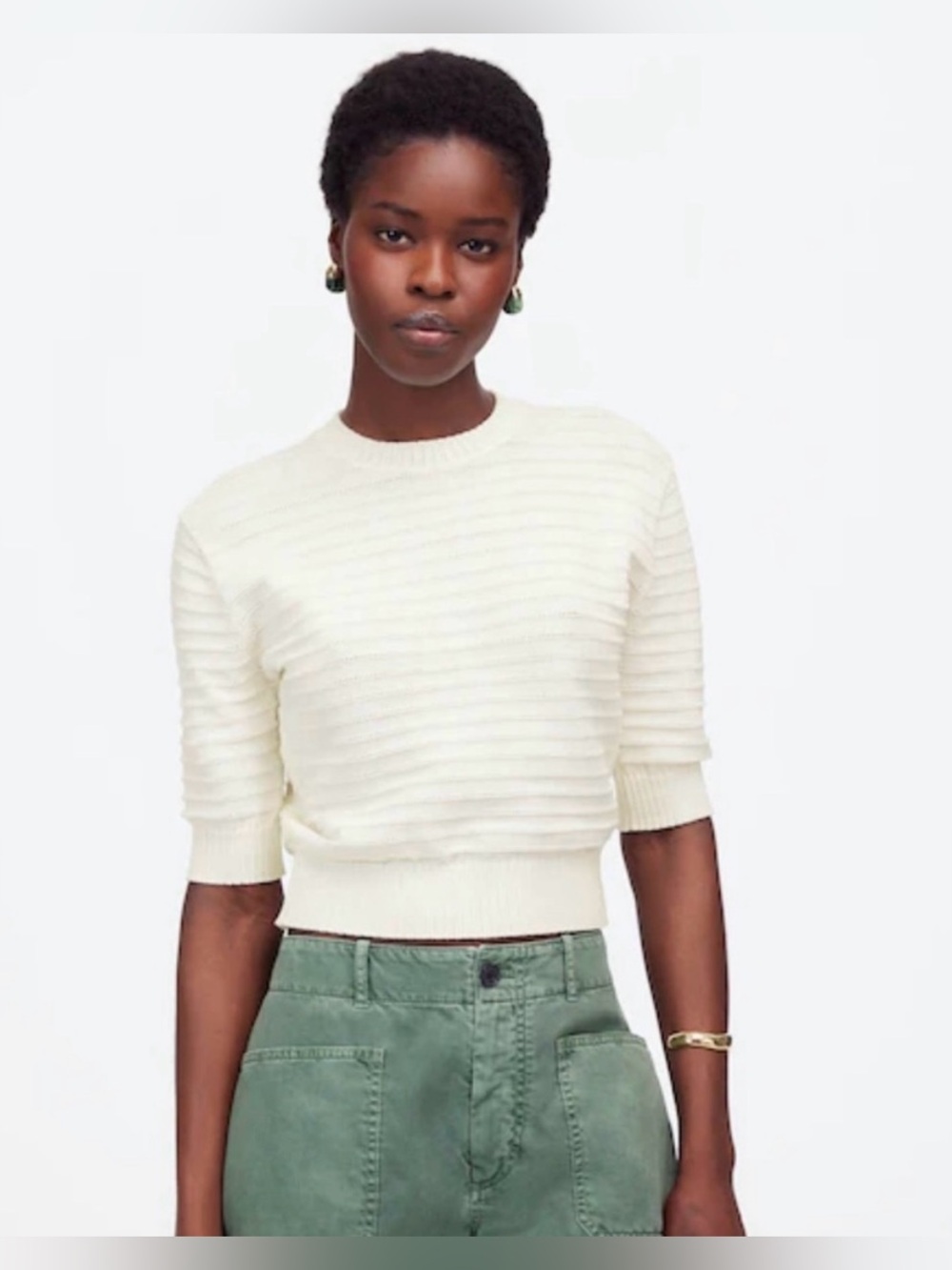 Madewell Textural Stitch Cotton Sweater